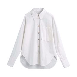 Elegant Women White Turn Down Collar Shirts Fashion Ladies Button Tops Streetwear Female Chic Cotton Loose Blouses 210527