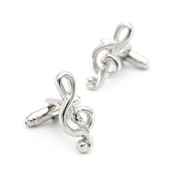 Men's Music Note Cufflink Copper Material Silver Color 1pair
