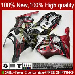 Bodywork For KAWASAKI NINJA ZX-6R ZX600C red flames stock ZX 6R 636 600CC 600 CC 94-97 Body 50HC.83 ZX-636 ZX600 ZX 6 R ZX636 1994 1995 1996 1997 ZX6R 94 95 96 97 Fairing Kit