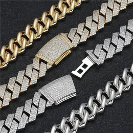 16mm 18/20/22/24inch Gold Silver Plated Bling CZ Miami Cuban Chain Necklace Links Rapper Street Jewelry for Men Women