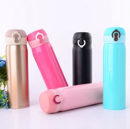 Business Water Bottles 500ML straight cups double-layer thermal insulation vacuum Tumblers stainless steel bouncing cup T2I52903