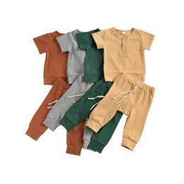 Newborn Clothing Sets Girls Outfits Baby Clothes Boys Suits Summer Cotton Short Sleeve Top Pants 2Pcs Casual Wear B6509