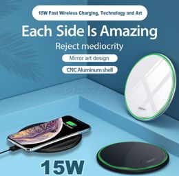 10W 15W Qi Wireless Charger Pad for IPhone 12 13 pro max mini 11 XS 8 Mirror Fast Charging Samsung S20 With Retail Box New