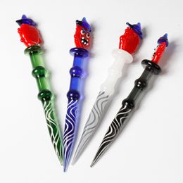 Glass Wax Dab Tool Monster Pattern Smoking Accessories Dabber Concentrate Portable for Banger Nails Rig Bong Water Pipe