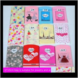 jewellery gift pouches wholesale Australia - Pouches, & Display Drop Delivery 2021 9*15Cm Gift Bag Plastic Jewelry Pouches Bags Jewellery Packaging Wholesale - 0011Pack Er1Kb