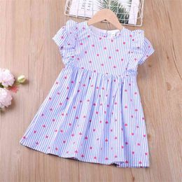 Dress Summer Light Striped Heart Print For Girls Children's Clothing Kid Clothes 210528