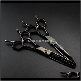 Hair scissors and comb Professional Japan Steel 6 '' Cut Black Bearing Haircut Thinning Barber Makas Cutting Shears Hairdresser Ljius Cs0Tn