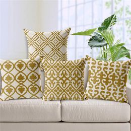 Nordic Throw Pillow Cushion Cover Luxury Gold Colour Linen Geometric Case For Sofa Home Decorative Capa Almofada Cushion/Decorative