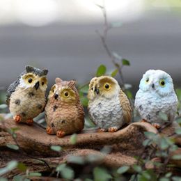 Cute Owls Animal Resin Miniatures Figurine Craft Bonsai Pots Home Fairy Garden Ornament Decoration