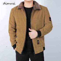 DIMUSI Winter Men's Bomber Jacket Fashion Man Corduroy Cotton Warm Padded Coats Casual Outwear Thermal Jackets Mens Clothing Y1122