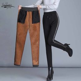 Thickening Winter Plus Velvet Harlan Trousers Women Casual Skinny High Waist Stretch Size Sweatpants Pantalon Femme 11527 210508