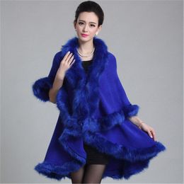 Women's Fur & Faux Fashion Shawl Cloak Knitted Sweater Cardigan Slim Cashmere Raccoon Coat Women