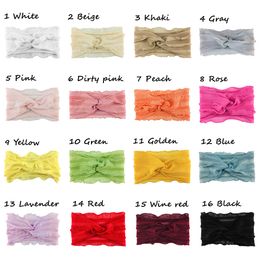 Cross Knot Lace Bow Baby Headbands For Girls Elastic Head Wraps Solid Hair Bow Infants Newborn Hair Accessories Photo Prop