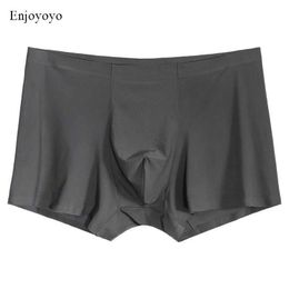 Seamless Men Boxers Silk Underpants Antibacterial Underwear Boxer Spandex 3D Crotch Nylon Shorts Slips XXXL Mens Pants Short