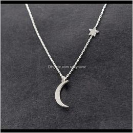 Necklaces & Pendants Drop Delivery 2021 Simple And Versatile Jewellery Copper Moon Star Pendant Womens Short Clavicle Necklace I1Ayi
