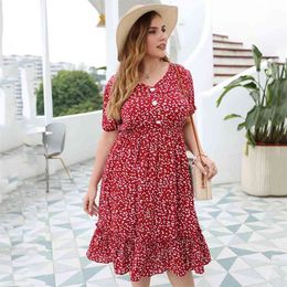 Summer Oversized Dress Women Plus Size Floral Large Big Size Dress Ladies Elegant Holiday Midi Party Robe Femme 3XL 4XL 210331