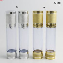 360 x 50ml Clear Portable Refillable Airless Lotion Cream Pump Bottle 50cc Empty Vacuum Cosmetic Packaging Aluminum Containerhigh qty