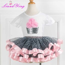 Girls Birthday Tutu Set Summer Toddler Girls Clothing Sets Zebra Stripe Leopard Print Rainbow Supper Fluffy Children Sets X0902