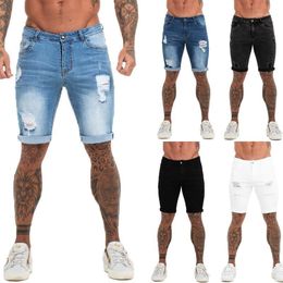 2022 высокая талия короткие жан
 Мужские джинсы Shzq мужские шорты джинсовой черной высокой талией разорвал лето для мужчин бренд плюс размер повседневной уличной одежды DK03
