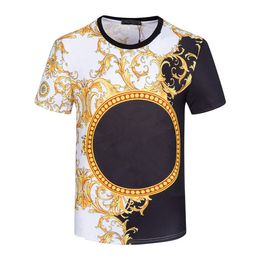 men's and women's T-shirts with high quality loose round neck comfortable and breathable black and white stitching floral print fashion top #T0023