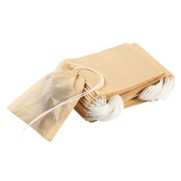 100 Pcs/Lot Tea Strainer Tools Filter Bags Natural Unbleached Wood Pulp Paper Coffee Bag Disposable Infuser Brown with Drawstring 6*8cm