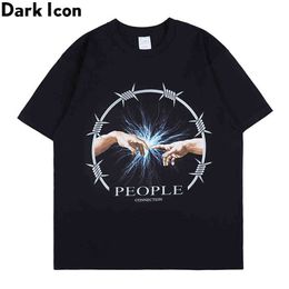 People Connexion Hiphop T-shirt Men Round Neck Rap Rock Music Tshirts Cotton Tee Streetwear Man Clothing 210603