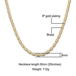 Chains Hip Hop Bling Iced Out Cubic 8MM Round Bead Zirconia Necklace Geometric Square CZ Stone For Men Women Jewellery