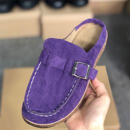 2021 sommer Frauen Schrammen Booties Runde Kappe Mode Flache Leder Sandale 5 Farben Strand Slipper Damen Casual Schuhe große größe 35-43 W8