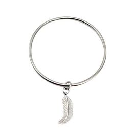Silver Colour Charm Bracelet Women Jewellery Stainless Steel Double d Pendants Bangle Wholesale Retail Q0717