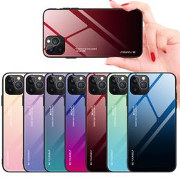 Colourful Gradient Phone Cases for iPhone 12 Mini 11 Pro Max Tempered Glass Case XR XsMax SE 7 8 Plus Protective Cover