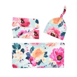 Blankets & Swaddling Baby Floral Print Blanket Safe Stretch Wrap Soft Swaddle Foldable Colourful Receiving Born