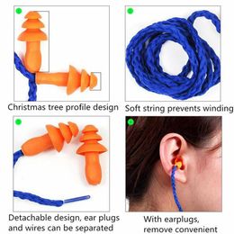 Soft Silicone Corded Noise Prevention Earplugs Ear Plumbing Valves Hearing Protection Noises Reduction Earpluges Crop Ship Earplug Earmuffs Swimming Earwax