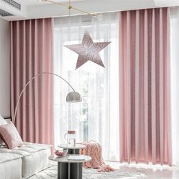 Curtain & Drapes Jacquard Star Blackout Curtains For Kids Bedroom Thermal Insulation Grommet 1 Piece Pink Grey Living Room Window Door Car P