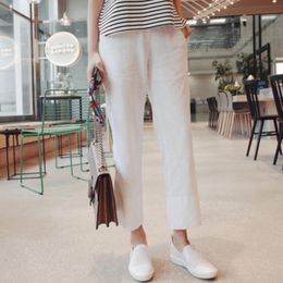 Plus size Spring summer cotton linen women' wide-leg pants linen thin casual cotton pants professional women linen pants loose Q0801