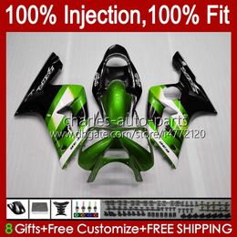 Injection Mold Kit For KAWASAKI NINJA ZX-636 ZX600 ZX 6R 6 R 600 CC 03-04 Body 8No.44 ZX 636 600CC ZX6R 03 04 ZX600C ZX636 ZX-6R 2003 2004 Fairing OEM Bodywork metal green