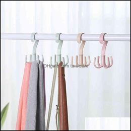 Hangers & Racks Clothing Housekee Organization Home Garden 360 Degrees Rotate Plastic Hanger Four Claws Hooks Dry Wet Dual Use Towel Clothes