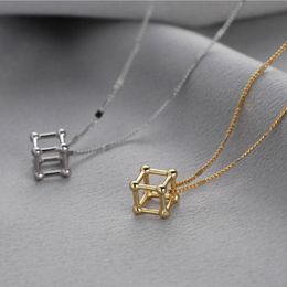 Pendant Necklaces Europe And America Jewelry With Clavicle Chain Hip Hop Simple Geometric Cube Necklace For Female Party BirthdaGifts