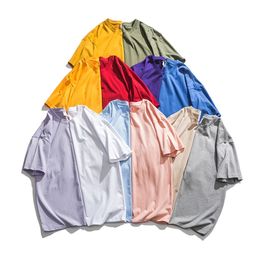 Summer Mens T Shirts Oversize Loose Short Sleeve 100% Cotton Basic Tee Shirt O-Neck Daily Casual Tops Tees S-3XL 210706