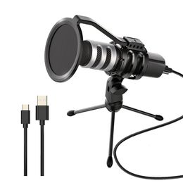 BKD-10 USB Condenser Microphone Professional Mic with Headphone Output Gaming Streaming Recording for Computer Laptop Mikrofon