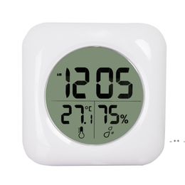 Fashion White LCD NEW Waterproof Shower Bathroom Wall Clock Temperature Thermometer Hygrometer Meter Gauge Monitor Humidity RRE11116