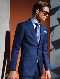 Brand New Royal Blue Wedding Tuxedos Notch Lapel Groom Tuxedos Fashion Men Blazer 2 Piece Suit Prom/Dinner Jacket Custom Made(Jacket+Pants+Tie)2662