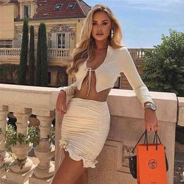 Girls Summer Blouse Women Suit Shirt Long Sleeves Tops High Waist Print A Line Skirts Two Piece Suits Sell Separately 210423
