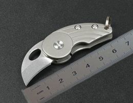 1Pcs High Quality Mini Small Keychain Knife D2 Satin Blade TC4 Titanium Alloy Handle EDC Pocket Folding Knives With Nylon Bag