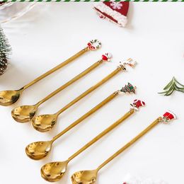 A or B style 304 stainless steel Christmas spoon creative tableware coffee spoon stirring spoons T2I52837