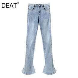 Flared Pants Women High Waist Light Blue Jeans Stretch Micro Trumpet Floor Mop Trousers Spring And Summer GX1133 210421