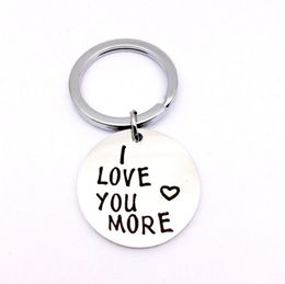 Creative Keyrings Stainless Steel I Love You More Couples Keychain Metal Key Holders