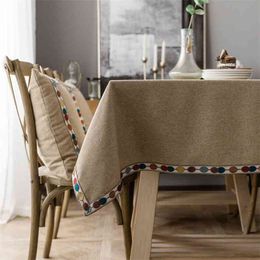 Europe Luxury Christmas Tablecloth Waterproof Cotton Linen Embroidered Lace Decor Gray Rectangular Table cloth Home textile 210626