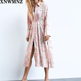 Women Chic Fashion Animal Print Pleated Midi Shirt Dress Vintage Long Sleeve Button-up Female Dresses Vestidos 210520