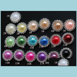 Loose Diamonds Jewellery 16Mm Flat Back Crystal Pearl Buttons 50Pcs Lot 19Colors Metal Rhinestone Diyl Drop Delivery 2021 Qf5Z7249F