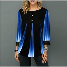 Shirt Women Spring Summer Blouse 3/4 Sleeve Casual Printing Female fashion shirt Tops Plus Size 5XL StreetShirt 210719